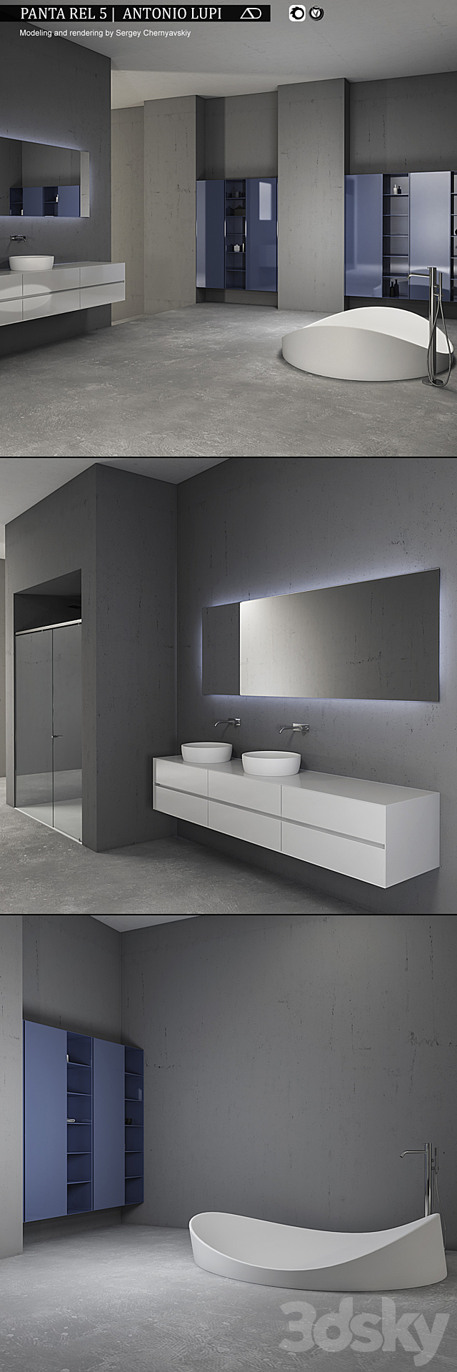 Bathroom furniture set Panta Rel 5 3DS Max Model - thumbnail 2