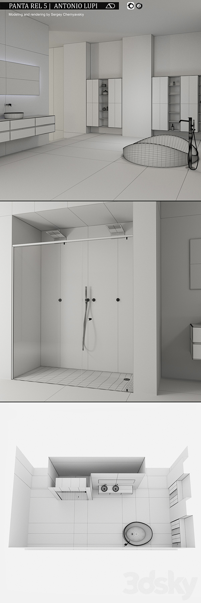 Bathroom furniture set Panta Rel 5 3DS Max Model - thumbnail 3