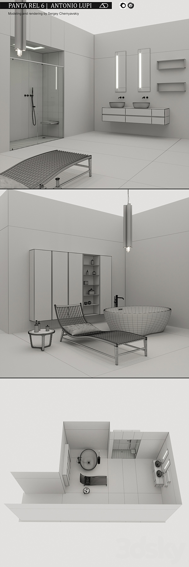 Bathroom furniture set Panta Rel 6 3ds Max - thumbnail 3