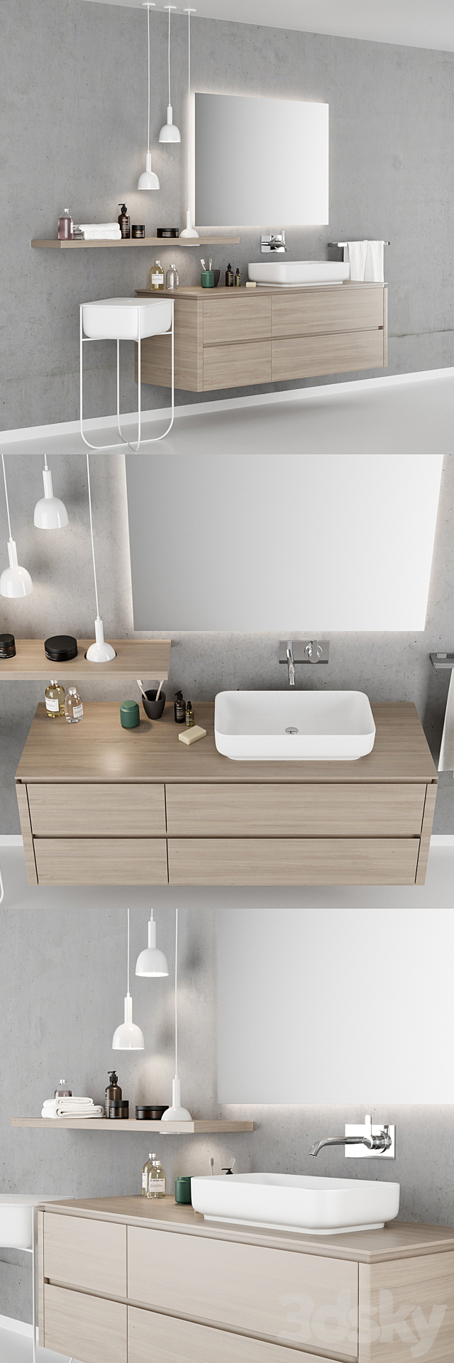 Bathroom furniture set Scavolini QI 3DS Max Model - thumbnail 2