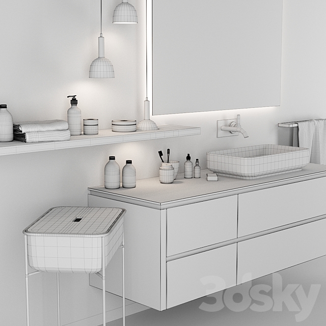 Bathroom furniture set Scavolini QI 3DS Max Model - thumbnail 3