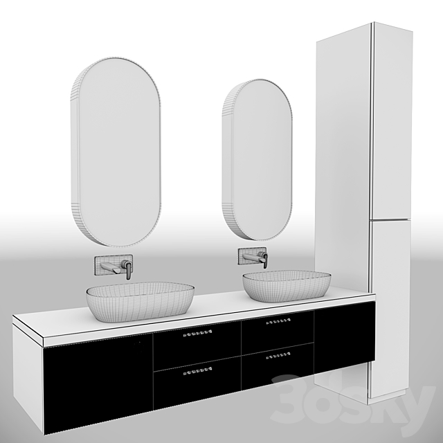 Bathroom Furniture & sink faucet with Gold 3DS Max Model - thumbnail 3