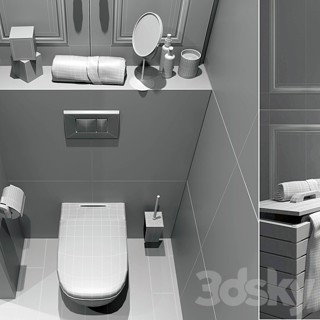 Bathroom set 1 3DS Max Model - thumbnail 3