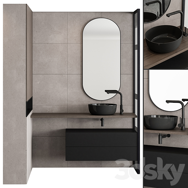 Bathroom Set Concrete and Black – Set 38 3ds Max - thumbnail 1