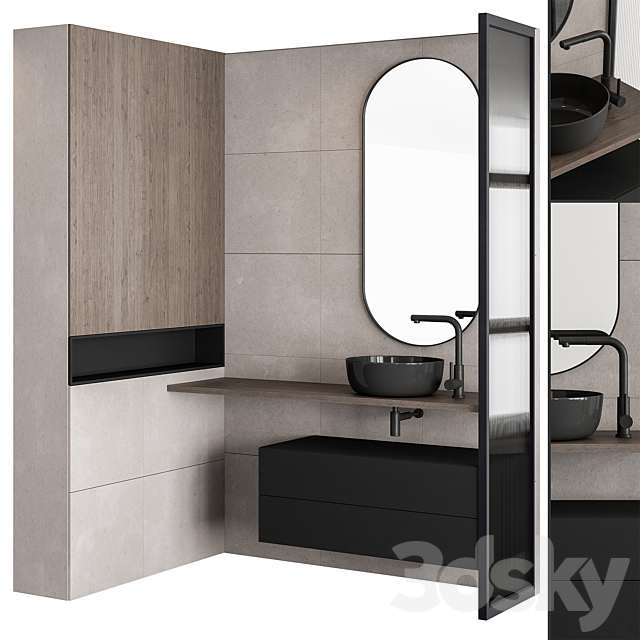 Bathroom Set Concrete and Black – Set 38 3ds Max - thumbnail 2