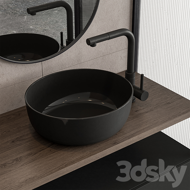 Bathroom Set Concrete and Black – Set 38 3ds Max - thumbnail 3