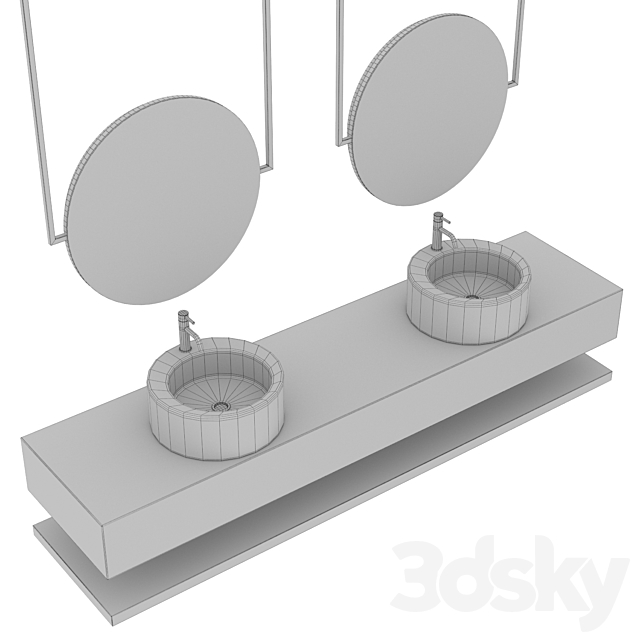 Bathroom set with a surface-mounted washbasin from “Tower” concrete 3DS Max Model - thumbnail 5