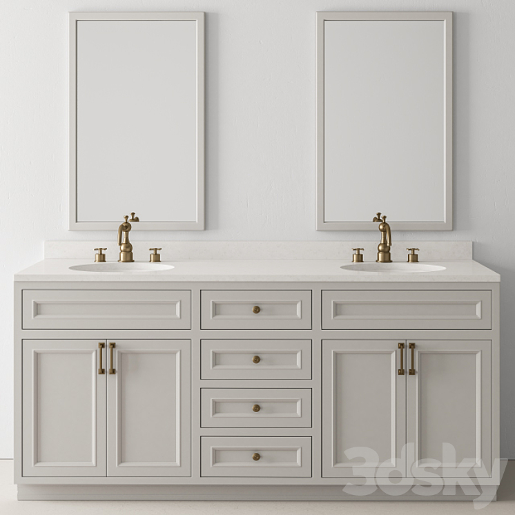 Bathroom Set Wood and Marble – Set 24 3DS Max - thumbnail 1