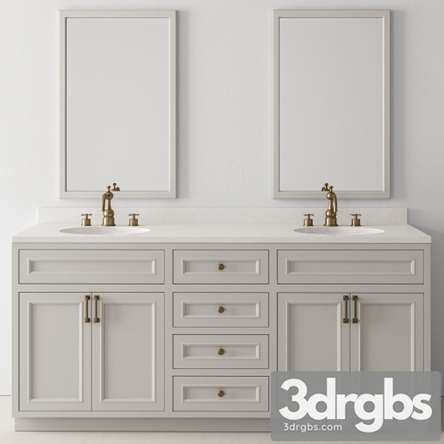 Bathroom Set Wood And Marble Set 24 3dsmax Download - thumbnail 1