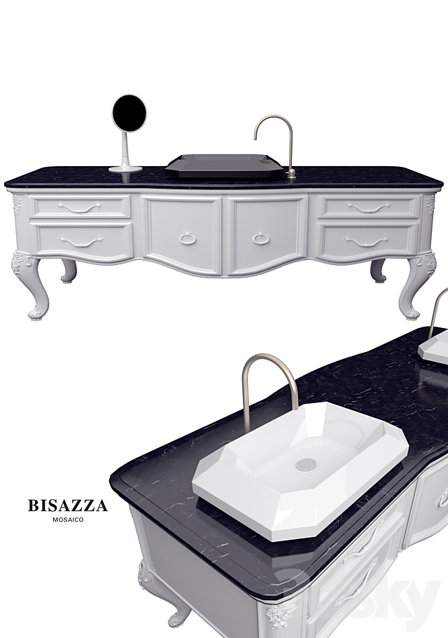 BISAZZA Wash basin Bagno 02 Serie Diamante MOSAICO luxury design octagonal washbasin 3DS Max Model - thumbnail 2