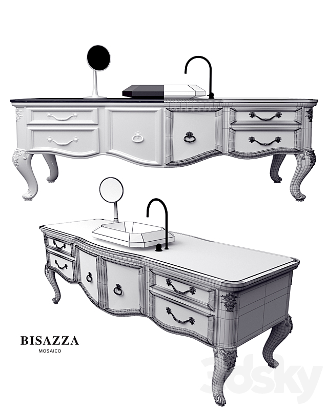 BISAZZA Wash basin Bagno 02 Serie Diamante MOSAICO luxury design octagonal washbasin 3DS Max Model - thumbnail 3