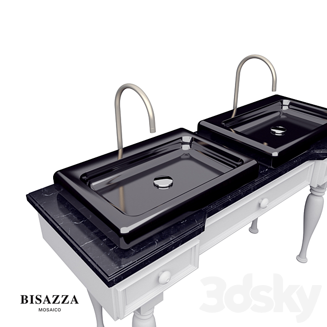 BISAZZA Wash basin Bagno 04 Serie Organico luxury design retangular washbasin 3DS Max Model - thumbnail 2