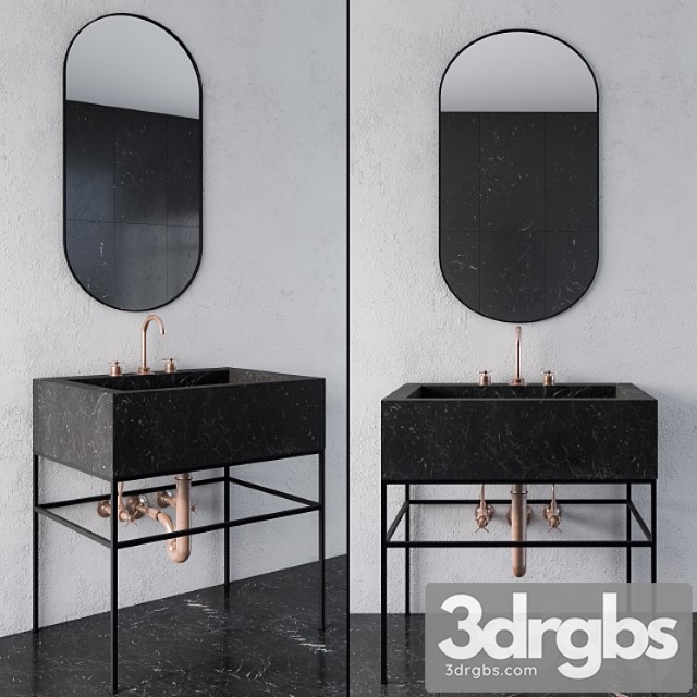 Black Marble Wash Basin 3dsmax Download - thumbnail 1