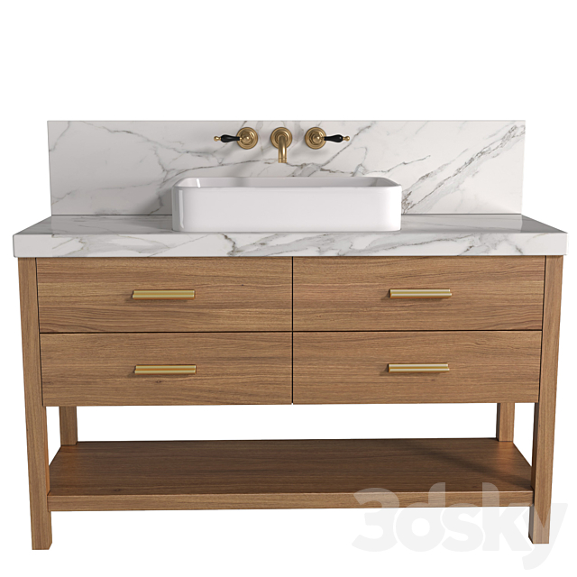 Cabinet washbasin.Modern Bathroom furniture. 3DS Max Model - thumbnail 2