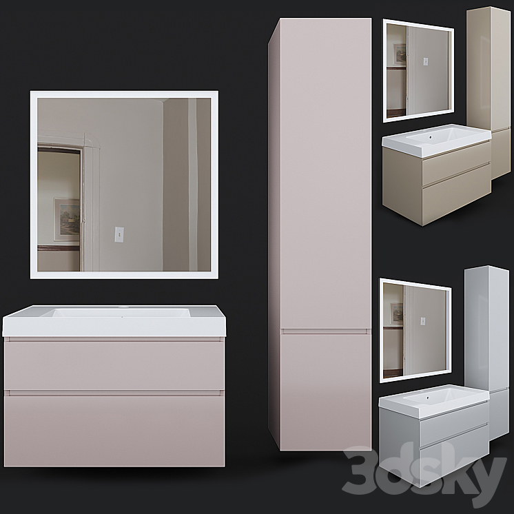 Cabinet with sink CUBO 80 Kerama Marazzi 3DS Max Model - thumbnail 1