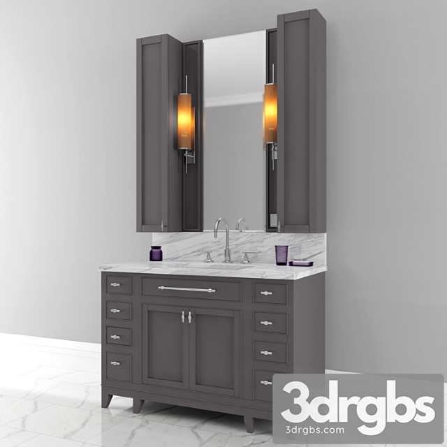 Carrara marble single bathroom furniture - thumbnail 1