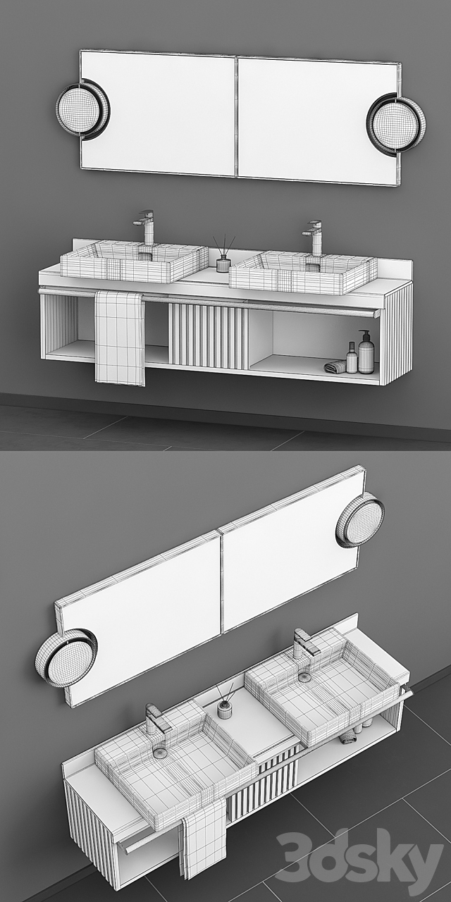 Cielo washbasin with decor 3ds Max - thumbnail 3