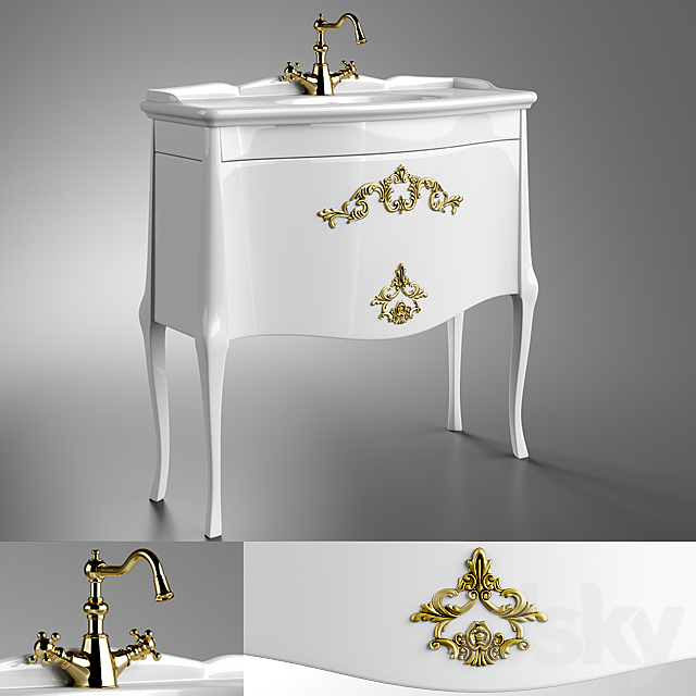 Classic bath sink with Cabinet 3ds Max - thumbnail 1