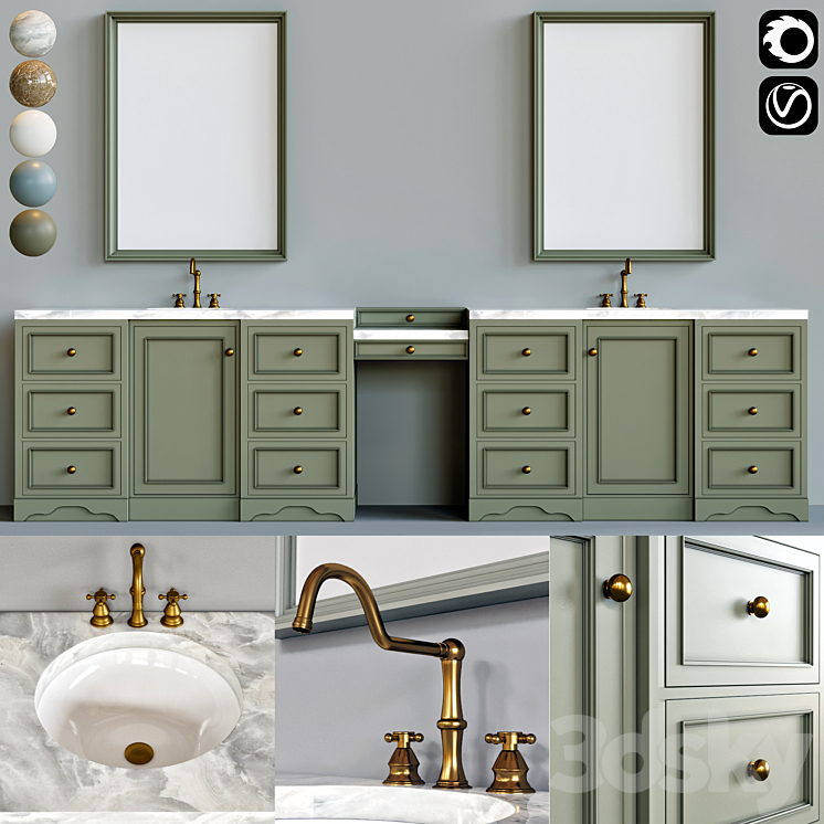 classic bathroom furniture 01 3DS Max - thumbnail 1