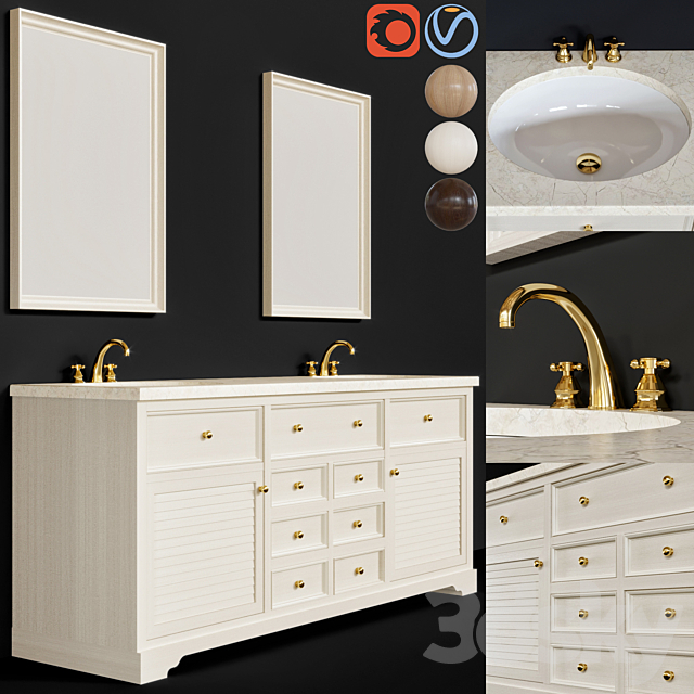 classic bathroom furniture 02 3ds Max - thumbnail 1