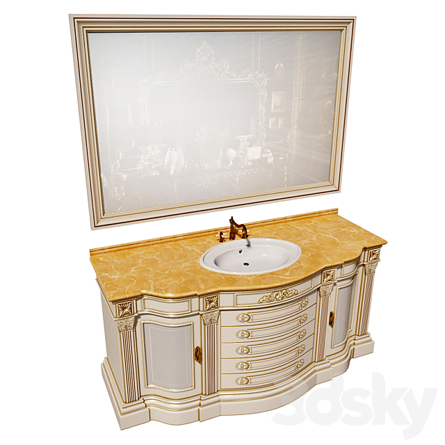 Classical furniture for a bathroom 3ds Max - thumbnail 3