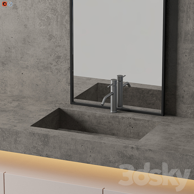 Concrete Bathroom 3DS Max Model - thumbnail 4