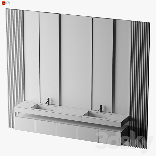 Concrete Bathroom 3DS Max Model - thumbnail 5