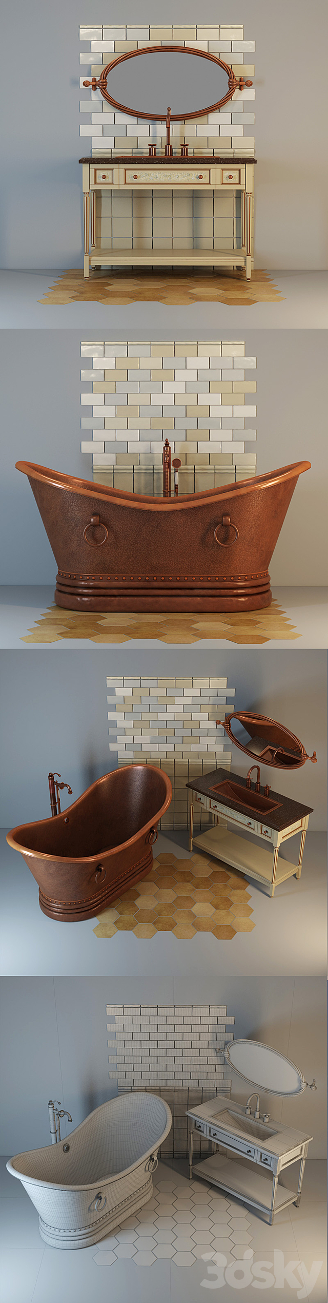 Copper bath 3ds Max - thumbnail 3