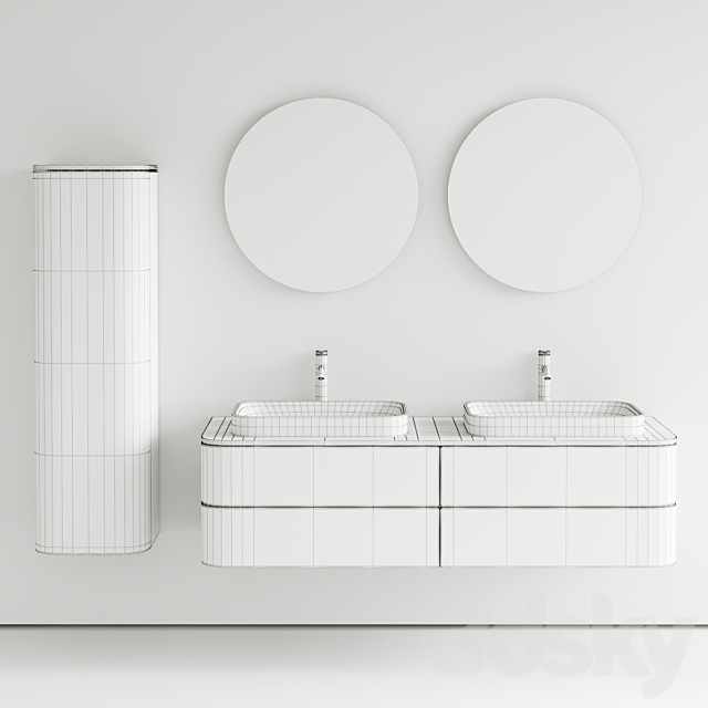 Duravit HAPPY D.2 PLUS | Double vanity unit 3ds Max - thumbnail 3