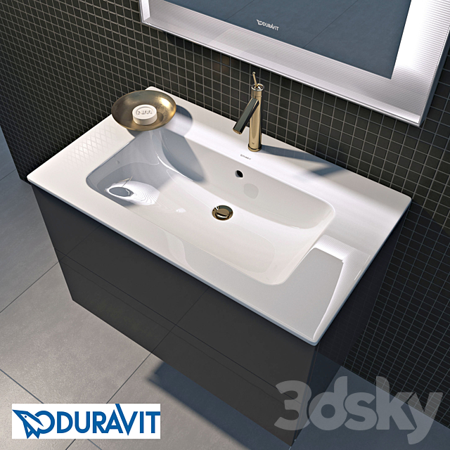 Duravit sink Stand L-cube 820x480x550 c sink and mirror 3DS Max Model - thumbnail 3