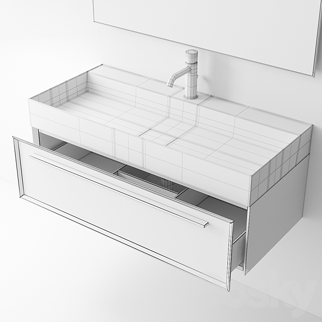 Falper 7.0 Set 2 | Wall-mounted vanity unit with drawers 3DS Max Model - thumbnail 3