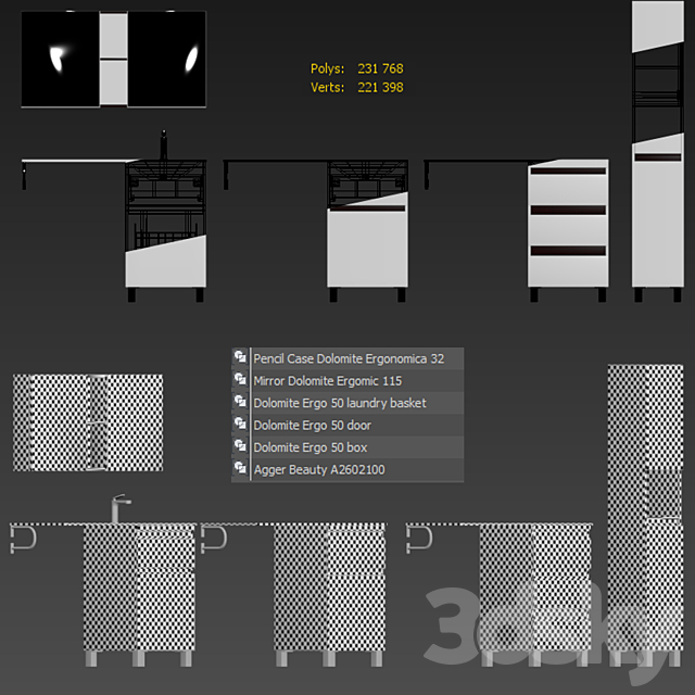 Furniture set Dolomite Ergonomics 50 and Pencil case 3DS Max Model - thumbnail 5