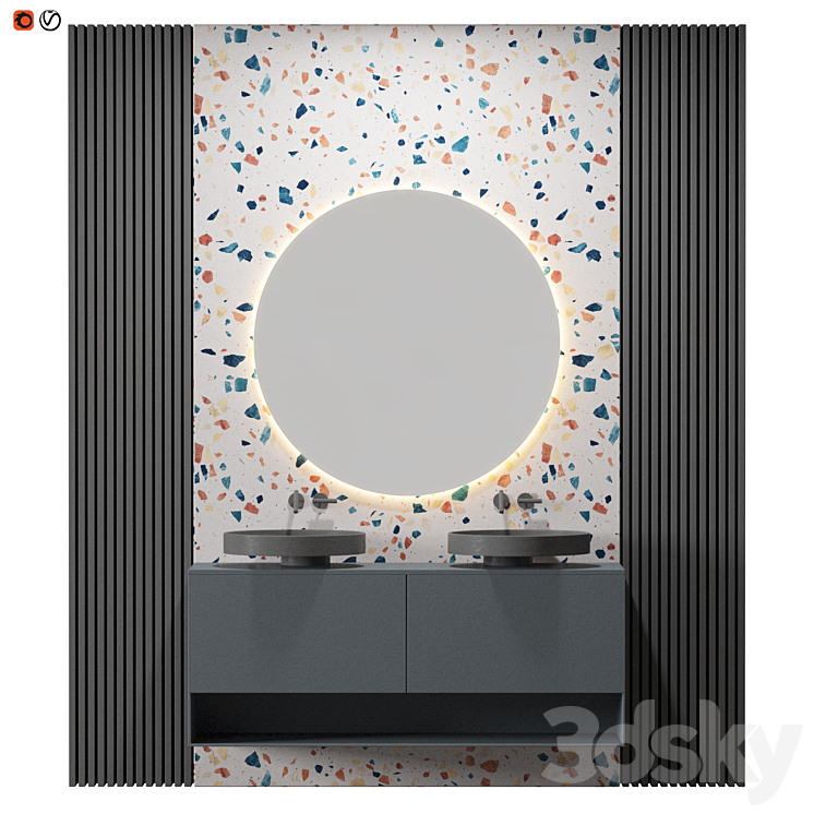 Gray Terrazzo Bathroom 3DS Max - thumbnail 1