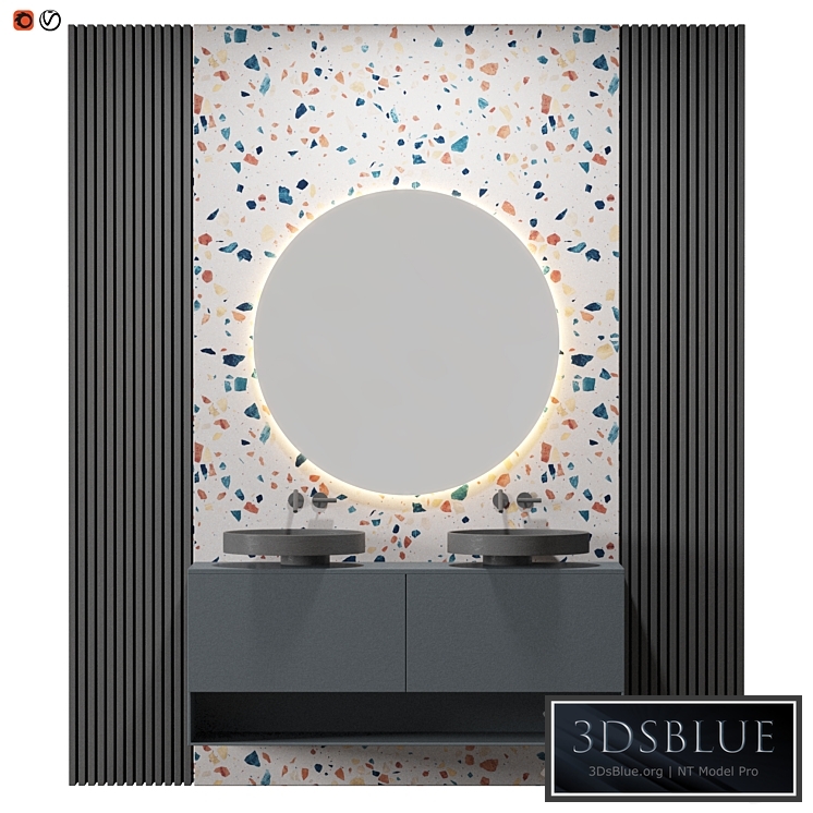 Gray Terrazzo Bathroom 3DS Max - thumbnail 3