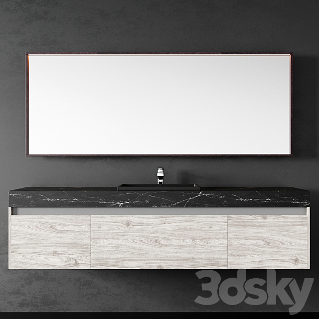 Hanging dressing table with mirror 3ds Max - thumbnail 1