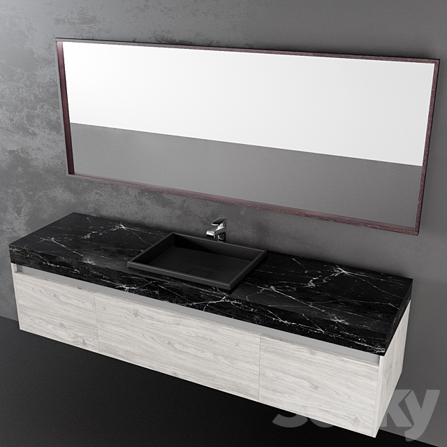 Hanging dressing table with mirror 3ds Max - thumbnail 2