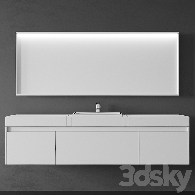 Hanging dressing table with mirror 3ds Max - thumbnail 3