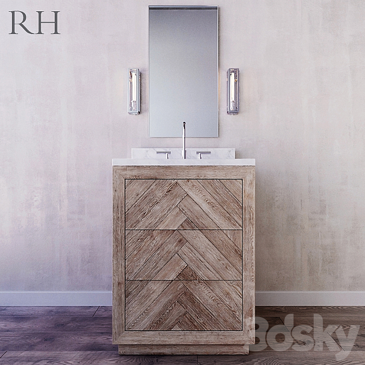 HERRINGBONE POWDER VANITY 3DS Max - thumbnail 1