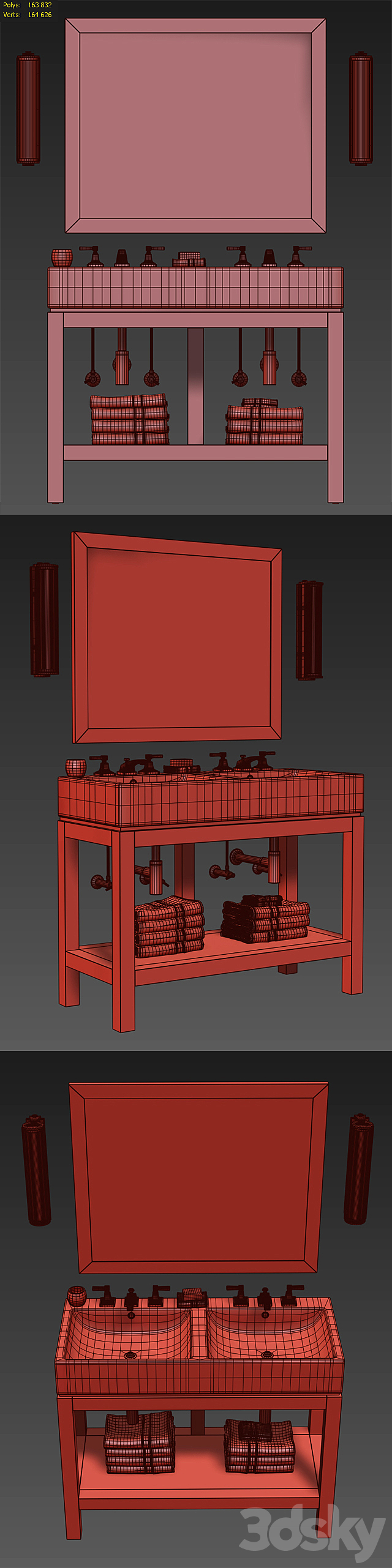 HUTTON DOUBLE CONSOLE WASHSTAND 3ds Max - thumbnail 3