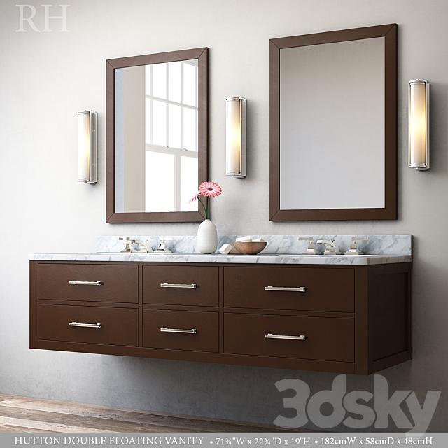 HUTTON DOUBLE FLOATING VANITY 3ds Max - thumbnail 1