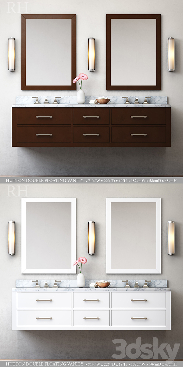 HUTTON DOUBLE FLOATING VANITY 3ds Max - thumbnail 2