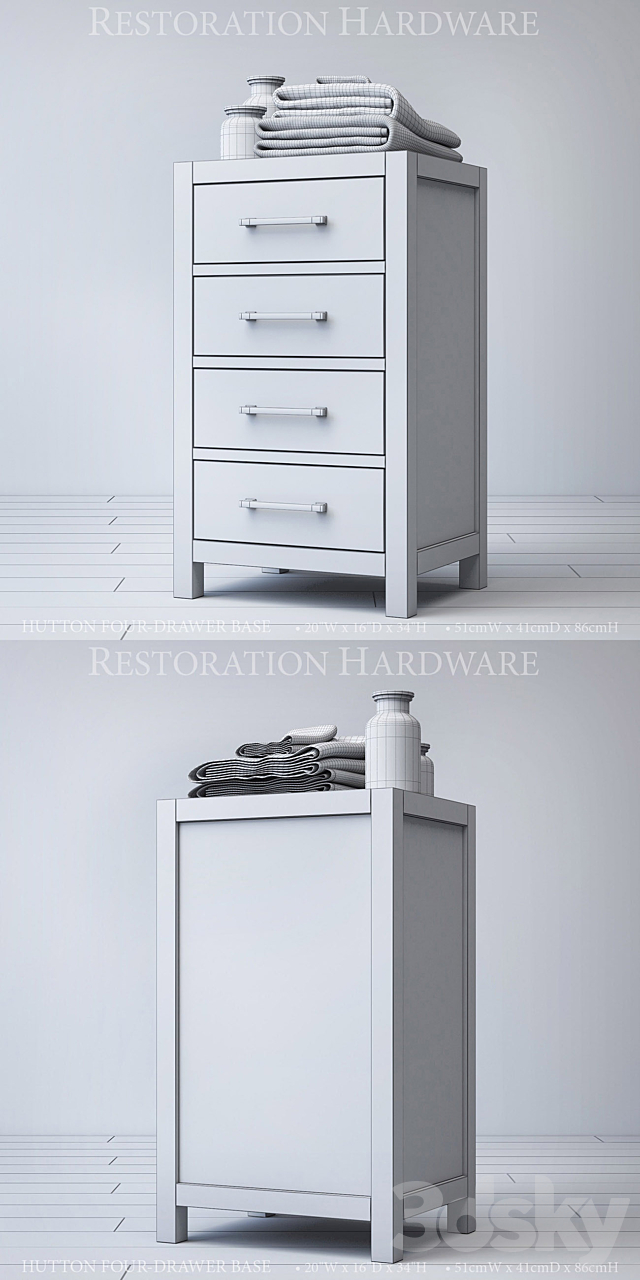 HUTTON FOUR-DRAWER BASE 3ds Max - thumbnail 3