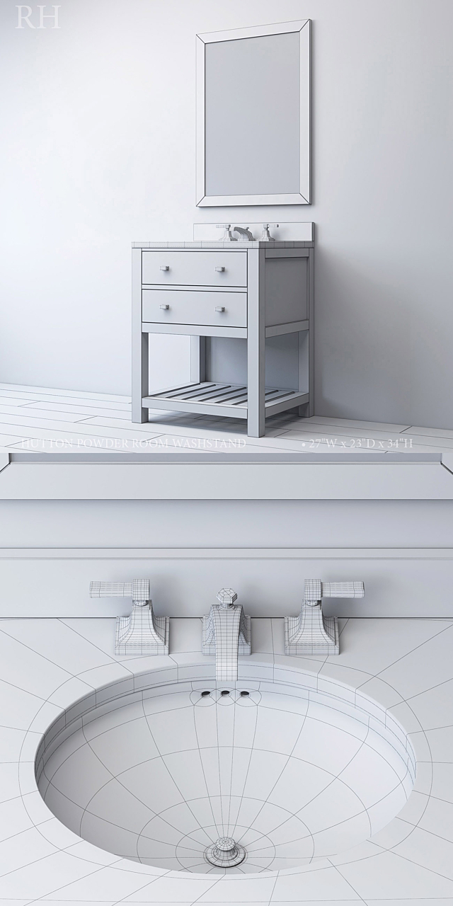 HUTTON POWDER ROOM WASHSTAND 3ds Max - thumbnail 3