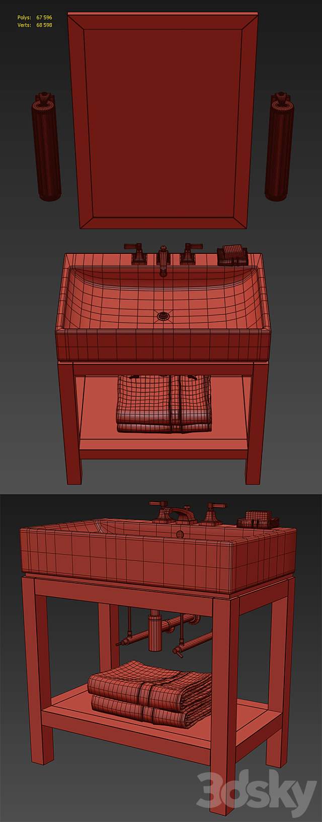 HUTTON SINGLE CONSOLE WASHSTAND 3DS Max Model - thumbnail 3