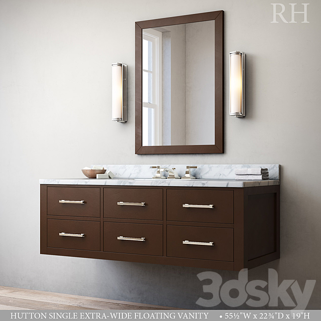 HUTTON SINGLE EXTRA-WIDE FLOATING VANITY 3ds Max - thumbnail 1