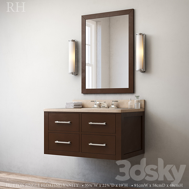 HUTTON SINGLE FLOATING VANITY Espresso 3ds Max - thumbnail 1