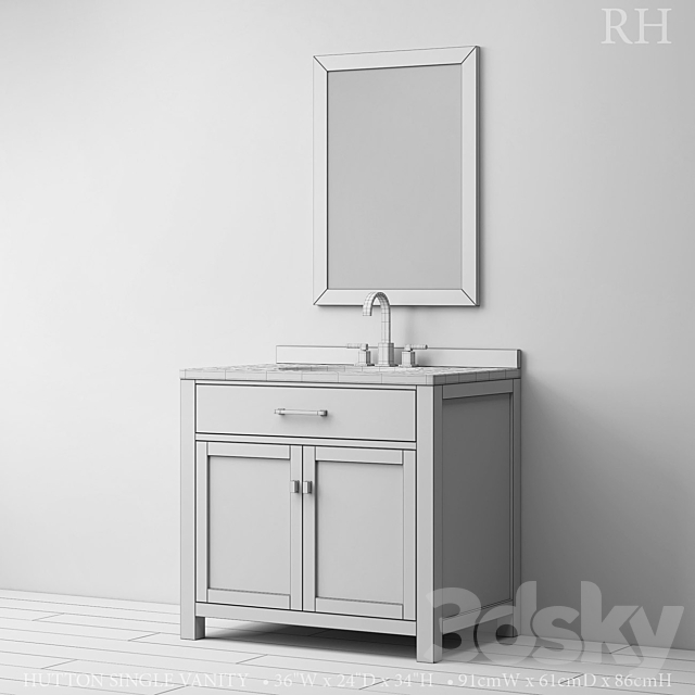 HUTTON SINGLE VANITY 3ds Max - thumbnail 3