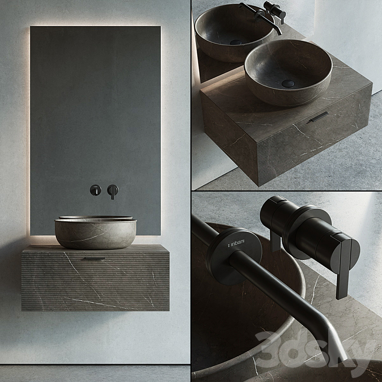 Inbani Grate 03 Vanity Unit Set 1 3DS Max - thumbnail 1