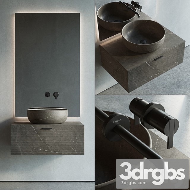 Inbani Grate 03 Vanity Unit Set 1 3dsmax Download - thumbnail 1