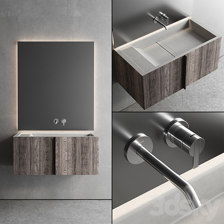 Inbani Paral Vanity Unit Set 3 3DS Max - thumbnail 1